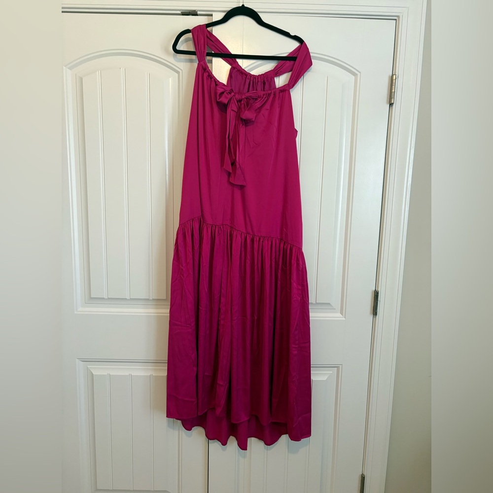 Banana Republic drop waist gathered halter maxi dress NWT fuschia M - Picture 6 of 10